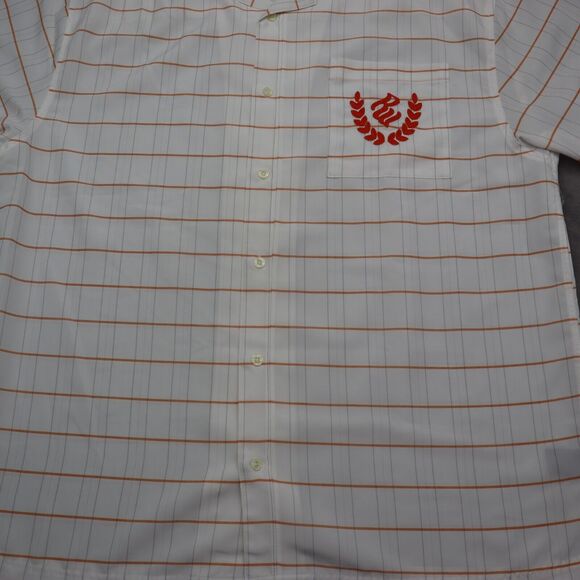 Rocawear Shirt Mens L White Orange Striped Large Spellout Short Sleeve Button Up - Picture 11 of 16